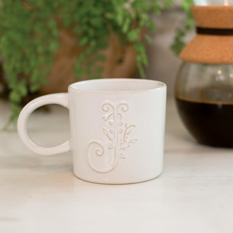 Fringe Studio Artisan Stoneware Mug WHITE FLORAL J 375 DIA X 35 H 13 FLOZ Prairie Collection 335012 - Image 5
