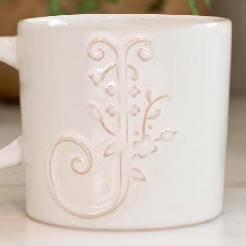 Fringe Studio Artisan Stoneware Mug WHITE FLORAL J 375 DIA X 35 H 13 FLOZ Prairie Collection 335012 - Image 4