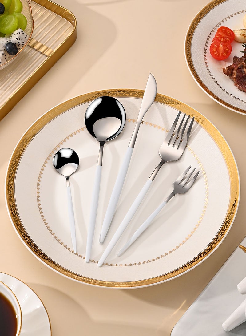 صن هوم طقم أدوات مائدة صن هوم من الفولاذ المقاوم للصدأ (30 قطعة) أبيض/فضي - Image 3