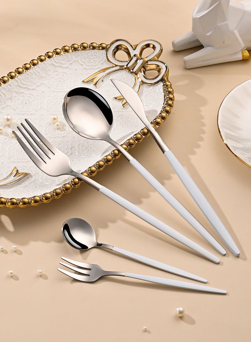 صن هوم طقم أدوات مائدة صن هوم من الفولاذ المقاوم للصدأ (30 قطعة) أبيض/فضي - Image 4