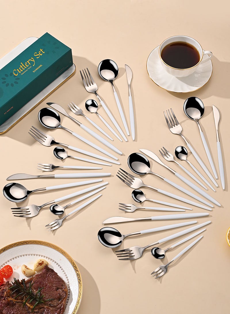 صن هوم طقم أدوات مائدة صن هوم من الفولاذ المقاوم للصدأ (30 قطعة) أبيض/فضي - Image 2