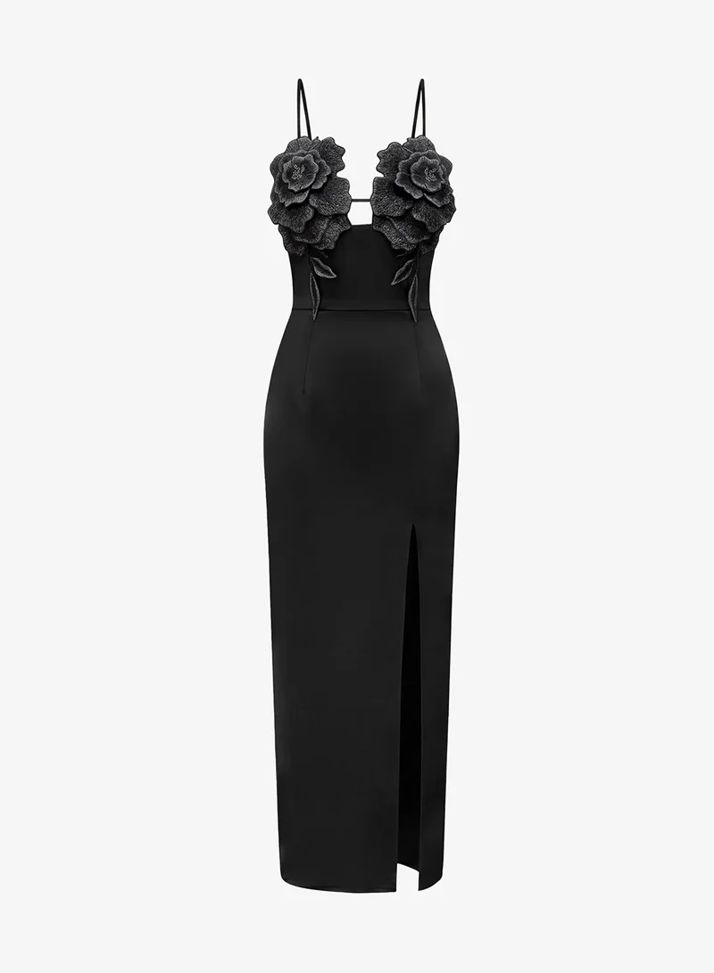 JW PEI 3D Floral Strappy Maxi Dress