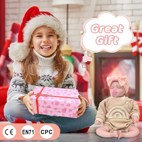Ecore Fun Lifelike 18 Inch Reborn Doll Realistic 18 Sleeping Baby Dolls Soft Body Real Life Doll Playset Includes Dolls Outfits Pacifier Bottle Diaper Toy Bear - Image 5