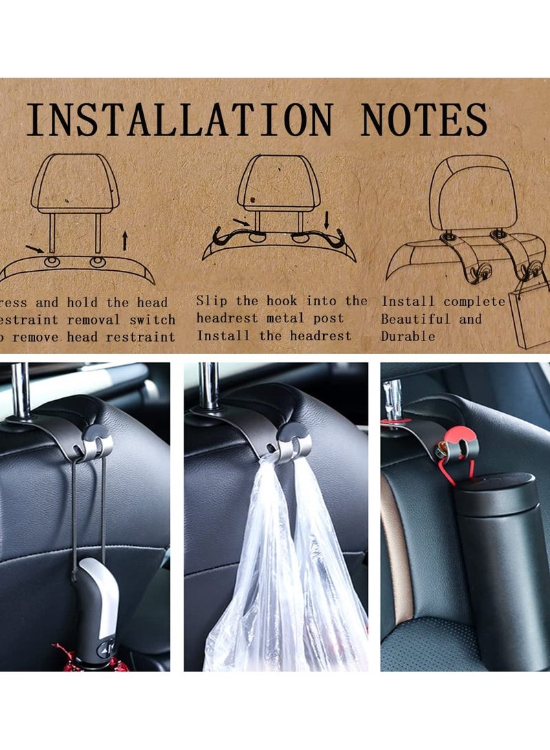 SOLARAE Car Seat Headrest Hook 2 Pack Universal Vehicle Hooks for Purses and Bags Handbag Holder Strong and Durable Backseat Hanger Storage Organizer for SUV Truck (Black2) - Image 3