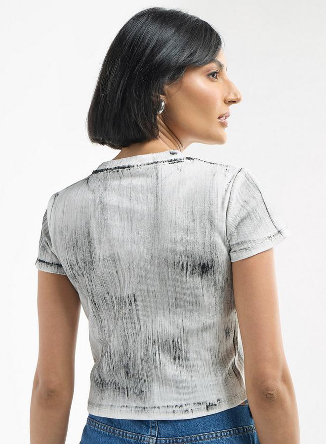 سبلاش فيڤ تيشيرت بياقة ضيّقة وأكمام قصيرة وطبعات - Image 3