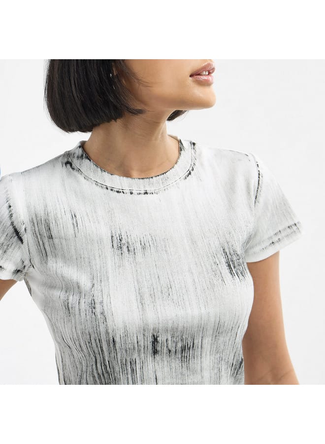 سبلاش فيڤ تيشيرت بياقة ضيّقة وأكمام قصيرة وطبعات - Image 4