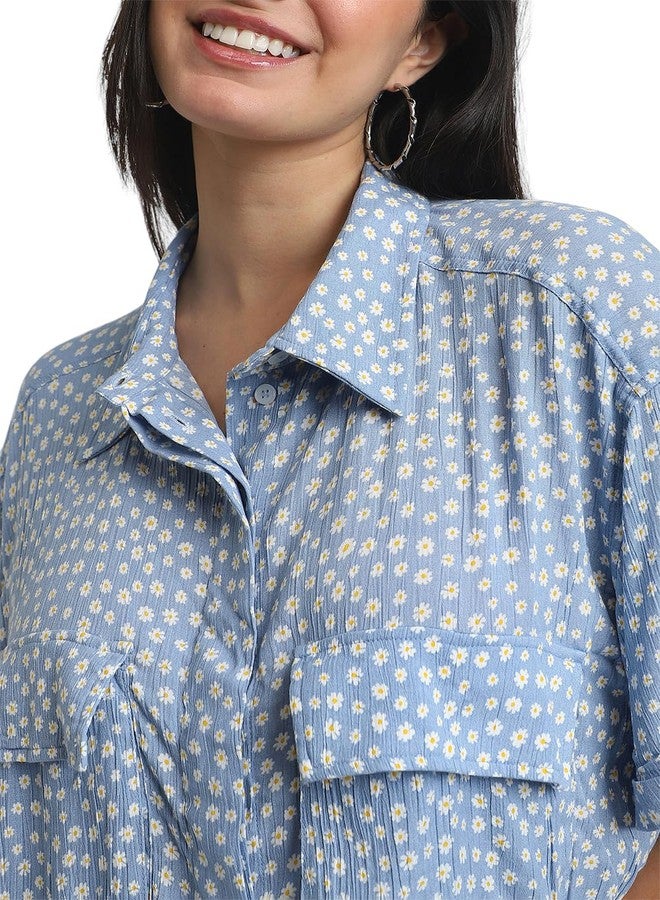 Forever 21 Women's Regular Fit Shirt (FWS24CWOF009401_Blue - Image 4