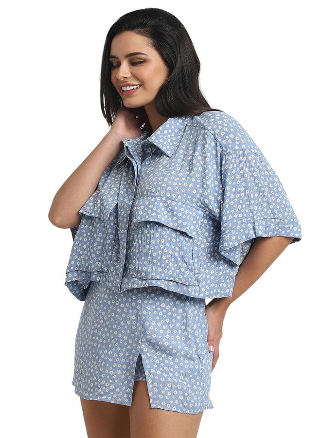 Forever 21 Women's Regular Fit Shirt (FWS24CWOF009401_Blue - Image 2