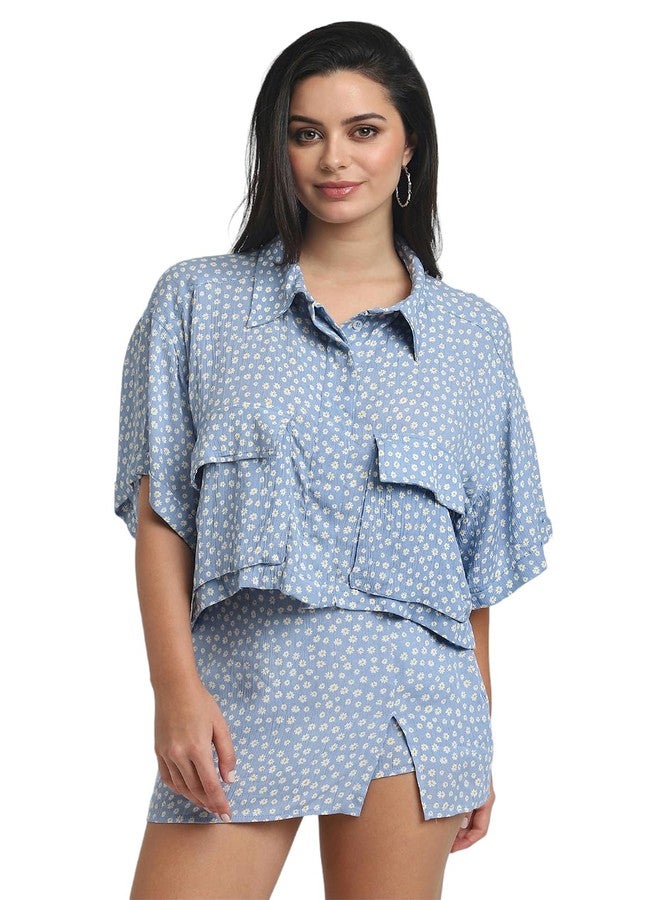 Forever 21 Women's Regular Fit Shirt (FWS24CWOF009401_Blue - Image 1