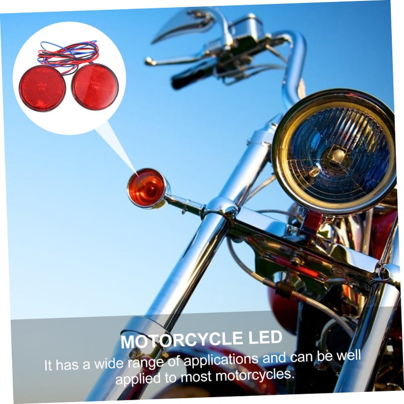 2Pcs Motorcycle LED Brake Tail Light Round Red Reflector Stop Indicator Easy Installation Durable Enhanced Safety - Image 5