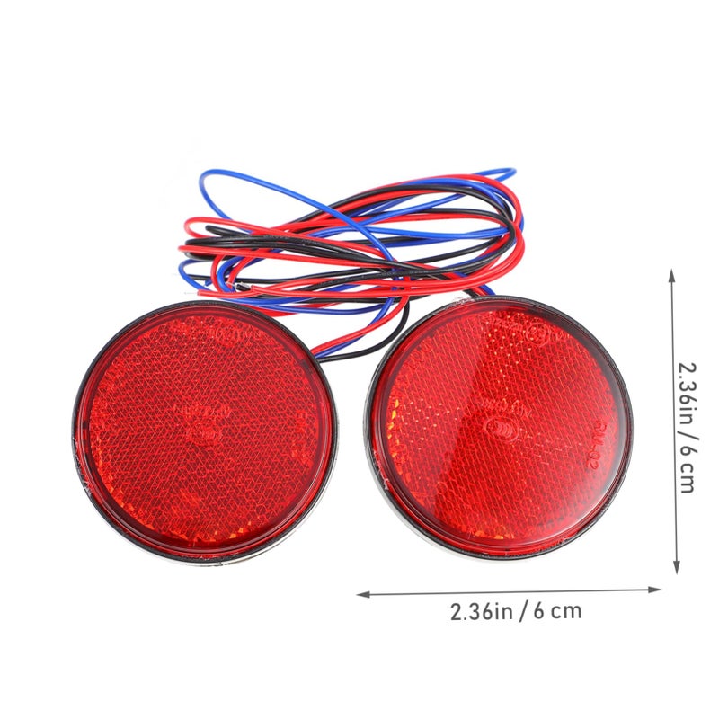 2Pcs Motorcycle LED Brake Tail Light Round Red Reflector Stop Indicator Easy Installation Durable Enhanced Safety - Image 4