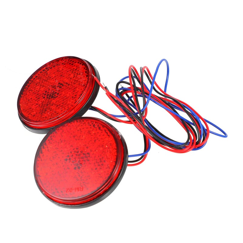 2Pcs Motorcycle LED Brake Tail Light Round Red Reflector Stop Indicator Easy Installation Durable Enhanced Safety - Image 2