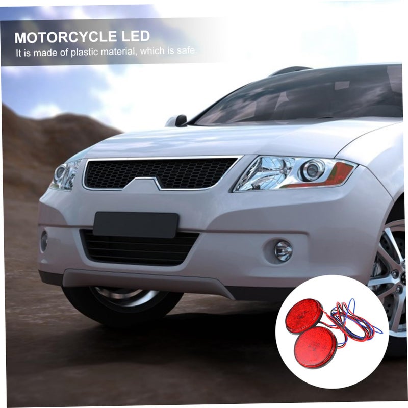 2Pcs Motorcycle LED Brake Tail Light Round Red Reflector Stop Indicator Easy Installation Durable Enhanced Safety - Image 3