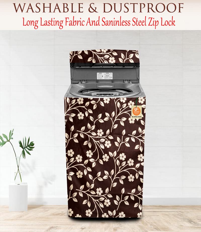 KANUSHI Industries® Washable & Dustproof Top Load Fully Automatic Washing Machine Cover (Suitable for 6 Kg, 6.5 kg, 7 kg, 7.5 kg) (Brown-Raj-TOP-Load-Fully) - Image 2