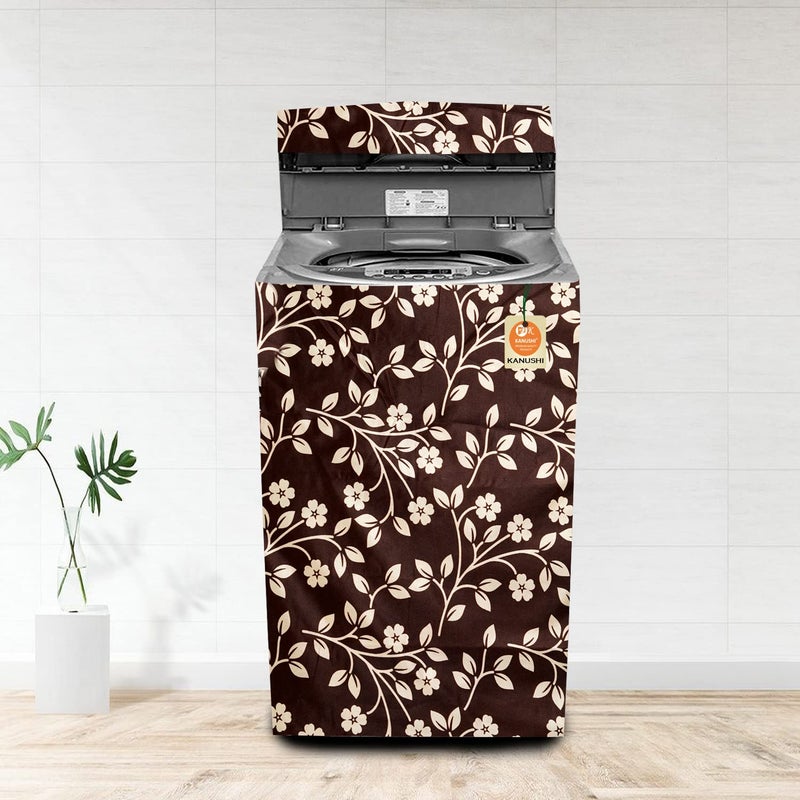 KANUSHI Industries® Washable & Dustproof Top Load Fully Automatic Washing Machine Cover (Suitable for 6 Kg, 6.5 kg, 7 kg, 7.5 kg) (Brown-Raj-TOP-Load-Fully) - Image 5