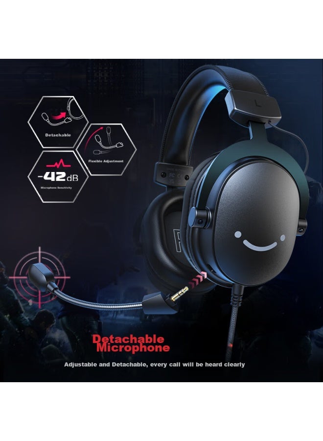 Fifine Wired Headphones With Microphone For Gaming, Action, Pubg, E-sports, Pc, Desktop, Mobile, 7.1 Channel Sound With Headset H9 Black - Image 2