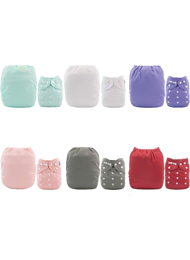 ALVABABY Cloth Diaper, One Size Adjustable Washable Reusable for Baby Girls and Boys 6 Pack with 12 Inserts - Image 2
