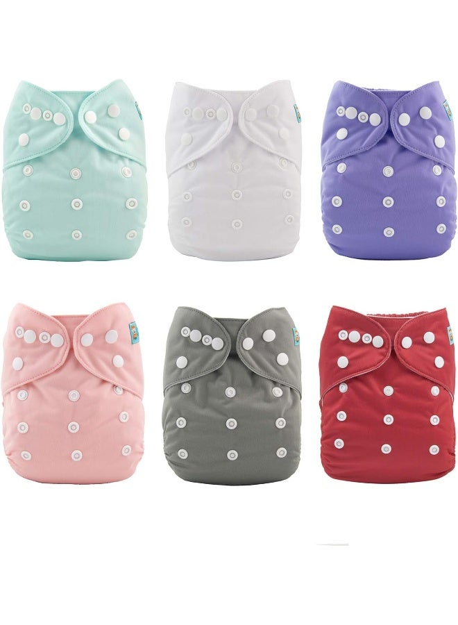 ALVABABY Cloth Diaper, One Size Adjustable Washable Reusable for Baby Girls and Boys 6 Pack with 12 Inserts - Image 1