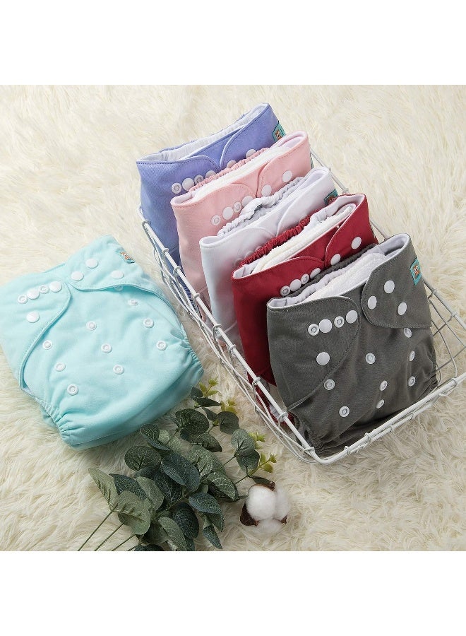 ALVABABY Cloth Diaper, One Size Adjustable Washable Reusable for Baby Girls and Boys 6 Pack with 12 Inserts - Image 4