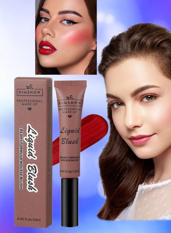 DIMSHOW Liquid Blush Creamy Formula Mousse Blush Creamy Liquid Matte Finish Blusher Face Beauty Makeup Liquid Tinted Mousse Blush Eyeshadow and Lipstick Long Wearing Moisturizing Blush 02 - Image 1