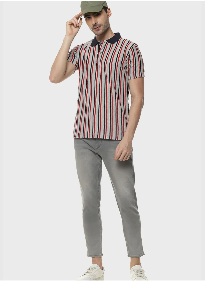 Campus Sutra Striped T-shirt