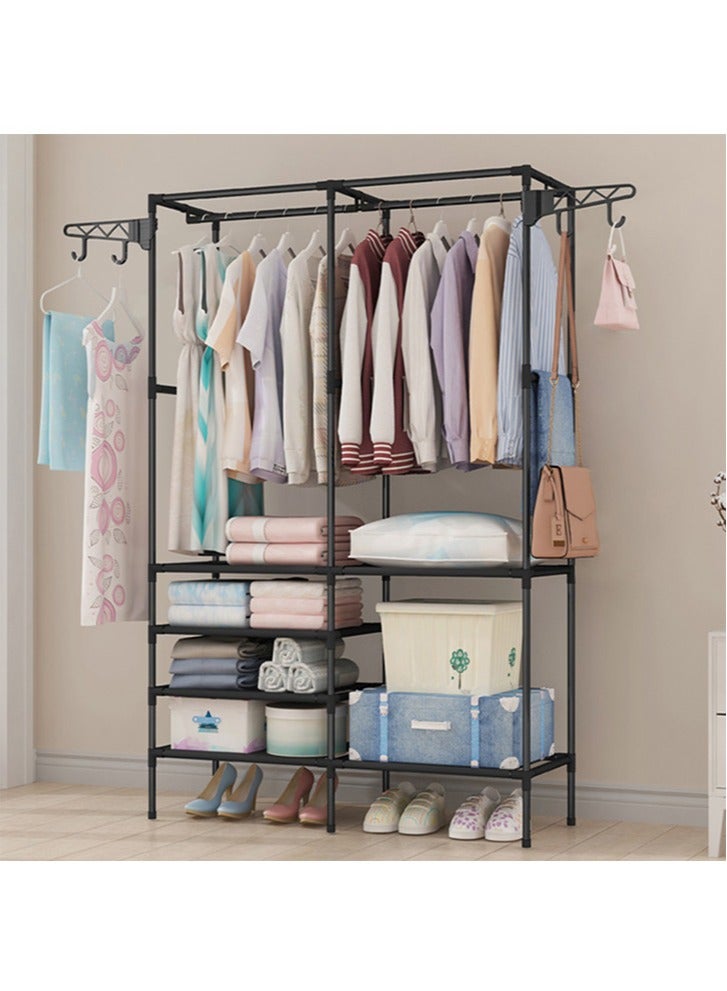 Coat Rack, Double-Row Clothes Rack, Punch-Free Metal Assembly, Thick Steel Pipe, Large-Capacity Storage Rack, Simple Household Wardrobe, 108*36*173cm - Image 2
