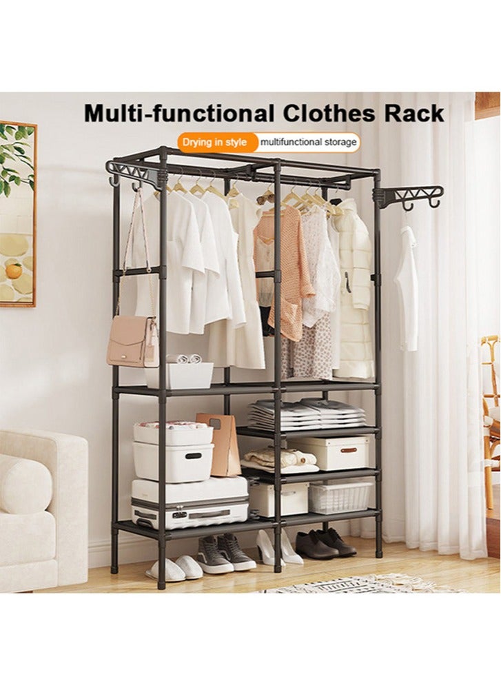 Coat Rack, Double-Row Clothes Rack, Punch-Free Metal Assembly, Thick Steel Pipe, Large-Capacity Storage Rack, Simple Household Wardrobe, 108*36*173cm - Image 4