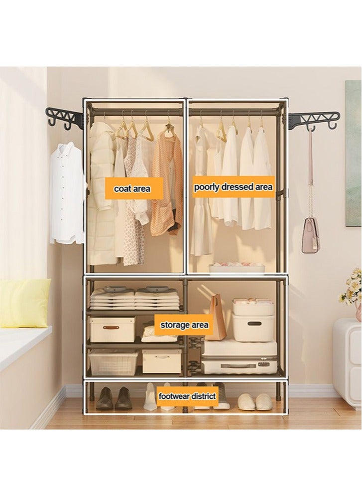 Coat Rack, Double-Row Clothes Rack, Punch-Free Metal Assembly, Thick Steel Pipe, Large-Capacity Storage Rack, Simple Household Wardrobe, 108*36*173cm - Image 5