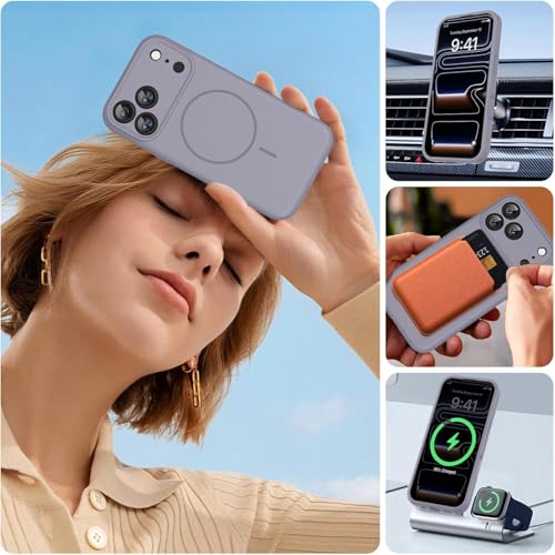 mobistyle Magnetic Silicone Back Cover for iPhone 17 Pro Max 6.9-Inch, Compatible with Mag-Safe, Silky Soft Touch, Shock Absorbing Phone Cover Case with Camera Lens Protection (Grey) - Image 5