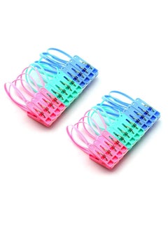 Y&D 24Pcs Clothes Peg Clip Pins,Multicolor Rope Hanging line Windproof Hanger Sock Drying PP Plastic Clips Hooks Mini Closepins Pegs Photo Craft  - Image 1