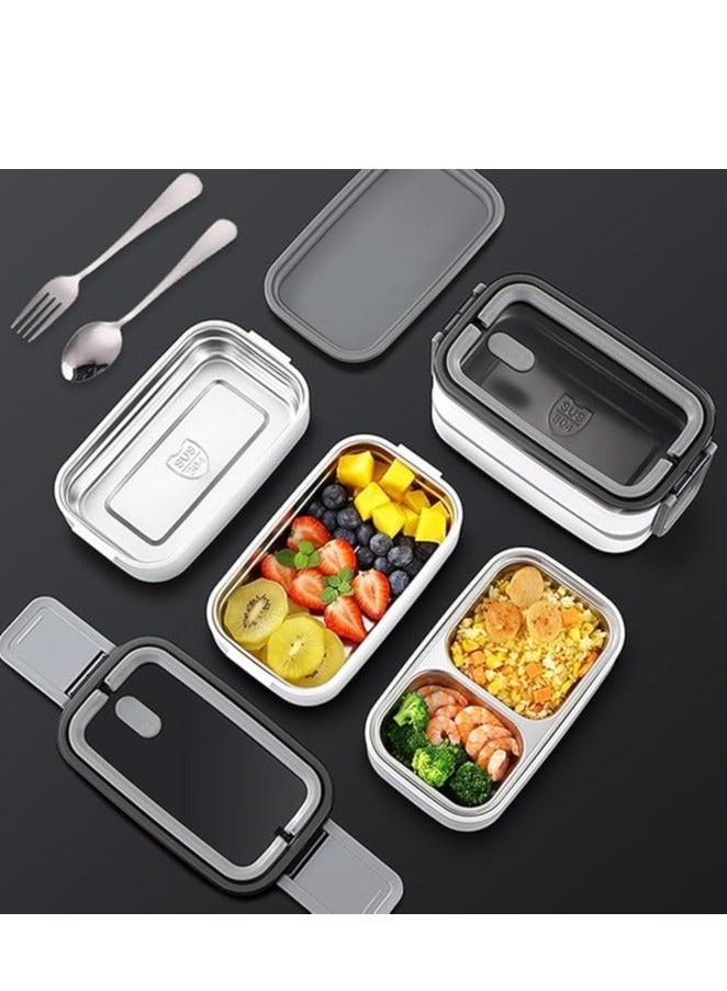 KIIUMI 2-Tier Stainless Steel Bento Box, Insulated Lunch Box with a handbag, Stackable Lunchbox, Leakproof Lunch Bento Box, Food Storage Box with Dividers for Adults,Kids,Teens  - Image 3
