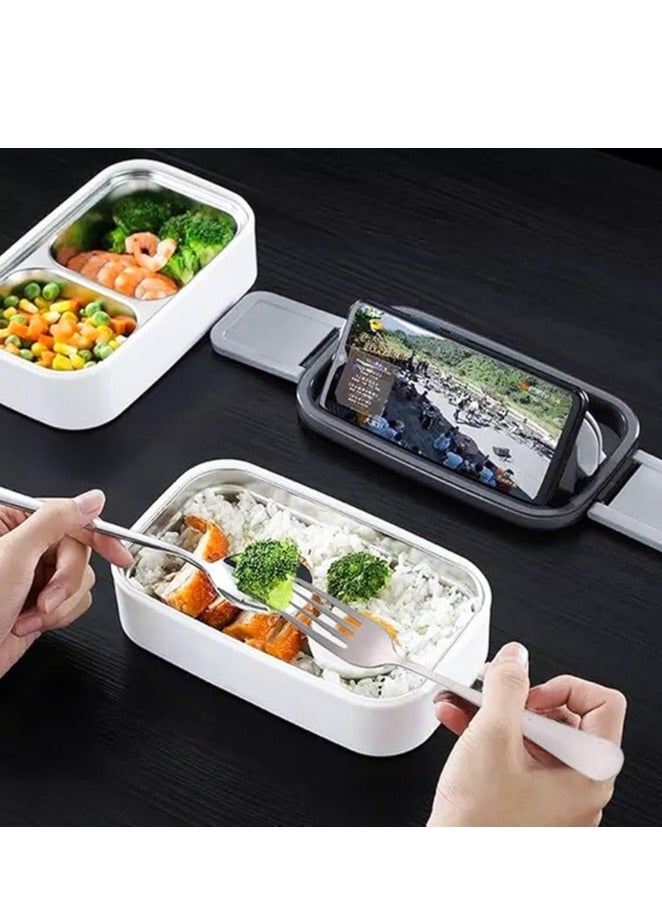 KIIUMI 2-Tier Stainless Steel Bento Box, Insulated Lunch Box with a handbag, Stackable Lunchbox, Leakproof Lunch Bento Box, Food Storage Box with Dividers for Adults,Kids,Teens  - Image 4