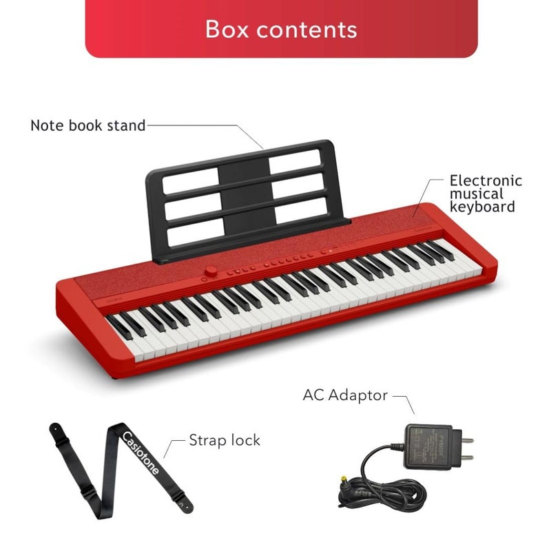 Casio Casiotone CT-S1 Portable Keyboard - Red - Image 4