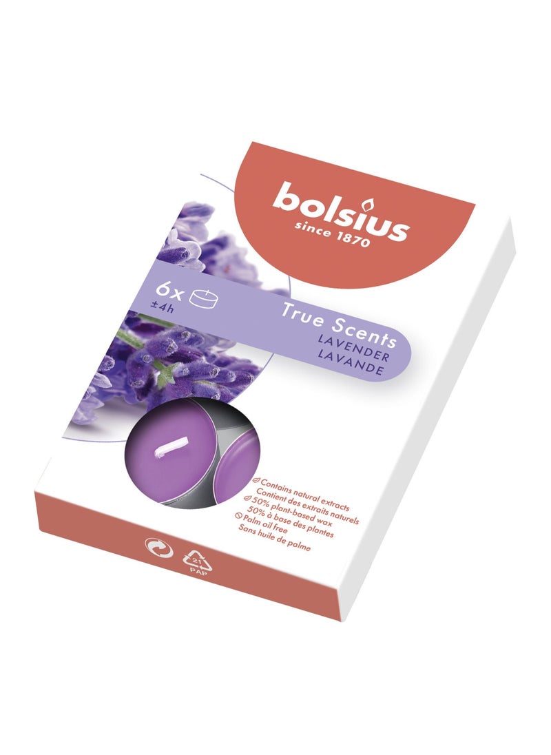 BOLSIUS - True Scents Lavender Tealights Pack Of 6 - Image 1