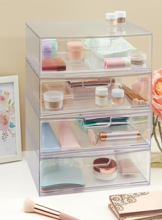 STORi Sofia 12.5” Wide Clear Stackable Open Storage Drawers, 2 Pack Plastic Organizer Bins for Makeup Palettes, Cosmetics, and Beauty Supplies, For Vanity, Bathroom, Desk Organization, Made in USA - Image 3
