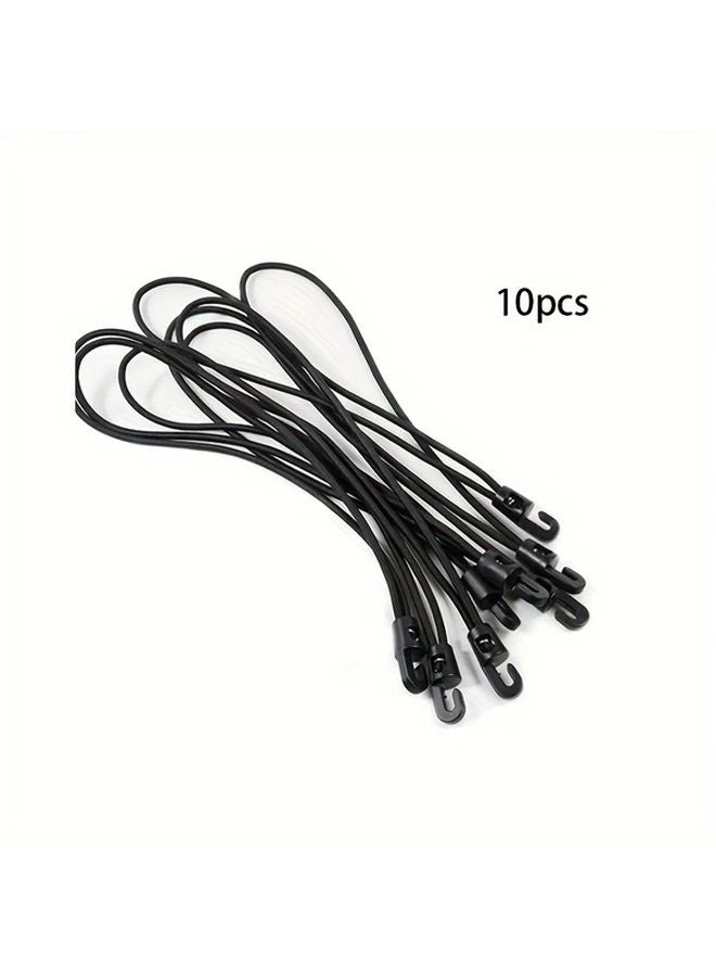 10 Heavy Duty Black Elastic Bungee Cords With Hooks Adjustable Straps For Car Camping - Image 1