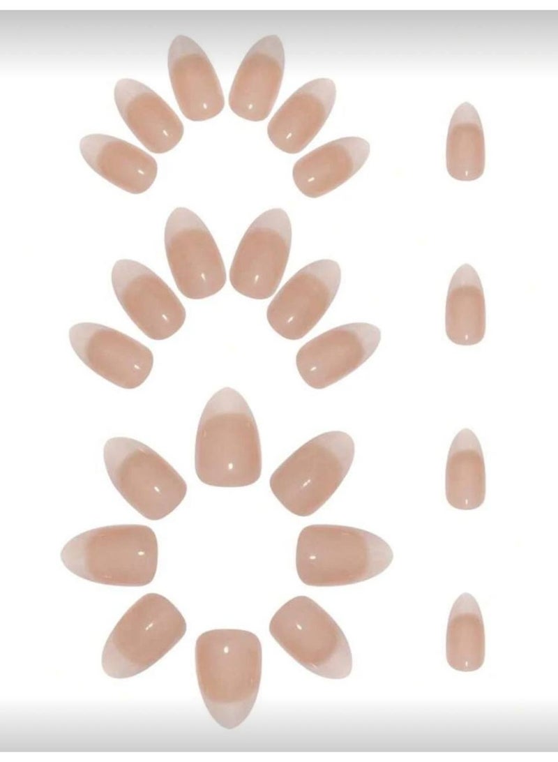 KI Almond-Shaped Milky White French Gradient Press-On Nails Set – 24 Pieces with Adhesive Gel - Image 3
