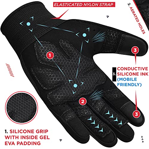 RDX Weight Lifting Gloves Gym Workout, Full Finger Touch Screen, Breathable Anti Slip Padded Palm Protection, Fitness Strength Training Powerlifting HIIT WOD Exercise, Men Women Home Gym Cycling - Image 2