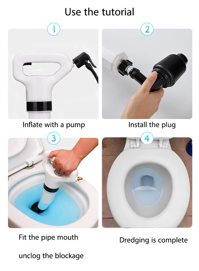 Toilet uncloggers,Sewer uncloggers,Drain Clog Remover, High-Pressure Air Drain Blaster， Toilet bathtub floor drain pipe unclogger， Used for bathroom, sink, floor, kitchen blockage - Image 3