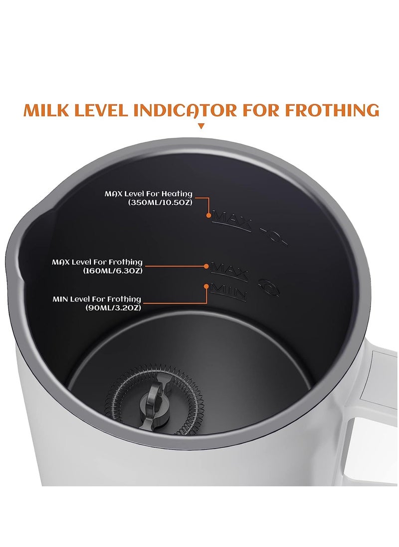 Milk Frother, 4-in-1 Electric Milk Steamer, 350ml Automatic Hot and Cold Foam Maker and Milk Warmer for Latte, Cappuccinos, Macchiato, 400W(White)