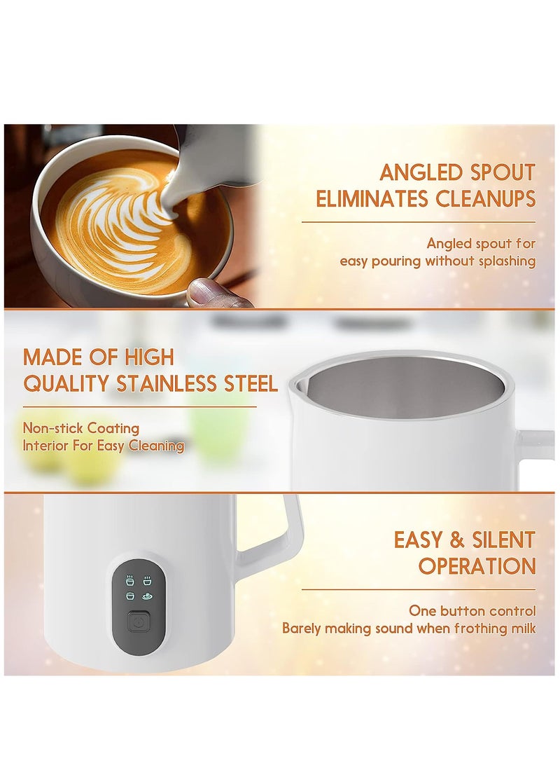 Milk Frother, 4-in-1 Electric Milk Steamer, 350ml Automatic Hot and Cold Foam Maker and Milk Warmer for Latte, Cappuccinos, Macchiato, 400W(White)