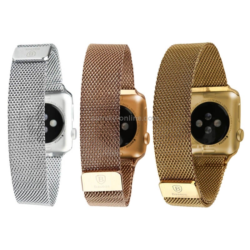 Baseus for Apple Watch 38mm Milanese Magnetic Closure Clasp Stainless Steel Watchband(Silver)