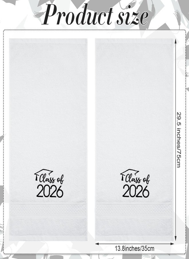 MASHAN Class of 2026 Graduation Hand Towels 3 Pack,100% Cotton Soft Absorbent Bathroom Towels,Senior 2026 Graduation Gift for Girls Boys,Black Decorative Towels 14x30 Inch - Image 2