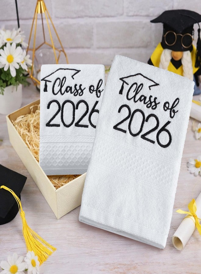 MASHAN Class of 2026 Graduation Hand Towels 3 Pack,100% Cotton Soft Absorbent Bathroom Towels,Senior 2026 Graduation Gift for Girls Boys,Black Decorative Towels 14x30 Inch - Image 5