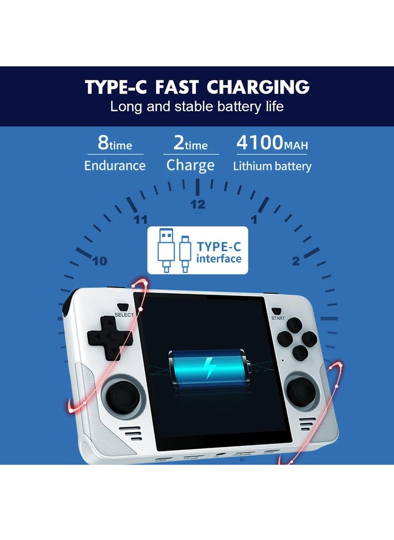 Powkiddy - RGB30 Handheld Game Console 4.0 inch Pro Retro Games Consoles Classic Video Games System Built-in Rechargeable Battery Gaming Consoles (White, 128G) - Image 1