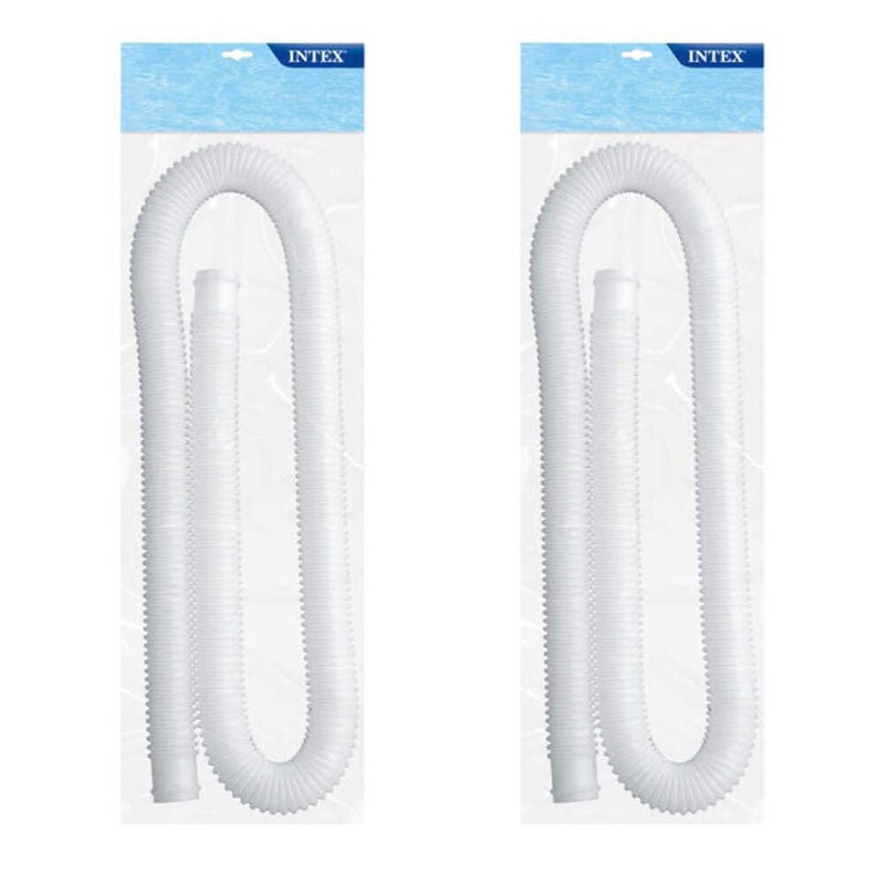 Intex 1.25" Diameter Easy to Install Accessory Pool Pump Replacement Hose, 59" Long for Intex Models 607 and 637, 2 Pack, White - Image 1