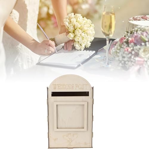 Cliths Wooden Wedding Mailbox Post Box with Lock Retro Wood Card Box for Wedding Reception, Party, Anniversary Decorations Durable DIY Gift Card Holder for Events - Image 3