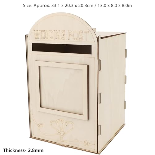 Cliths Wooden Wedding Mailbox Post Box with Lock Retro Wood Card Box for Wedding Reception, Party, Anniversary Decorations Durable DIY Gift Card Holder for Events - Image 2