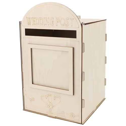 Cliths Wooden Wedding Mailbox Post Box with Lock Retro Wood Card Box for Wedding Reception, Party, Anniversary Decorations Durable DIY Gift Card Holder for Events - Image 1