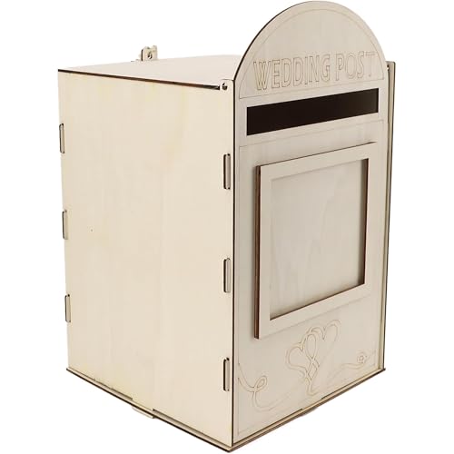 Cliths Wooden Wedding Mailbox Post Box with Lock Retro Wood Card Box for Wedding Reception, Party, Anniversary Decorations Durable DIY Gift Card Holder for Events - Image 4